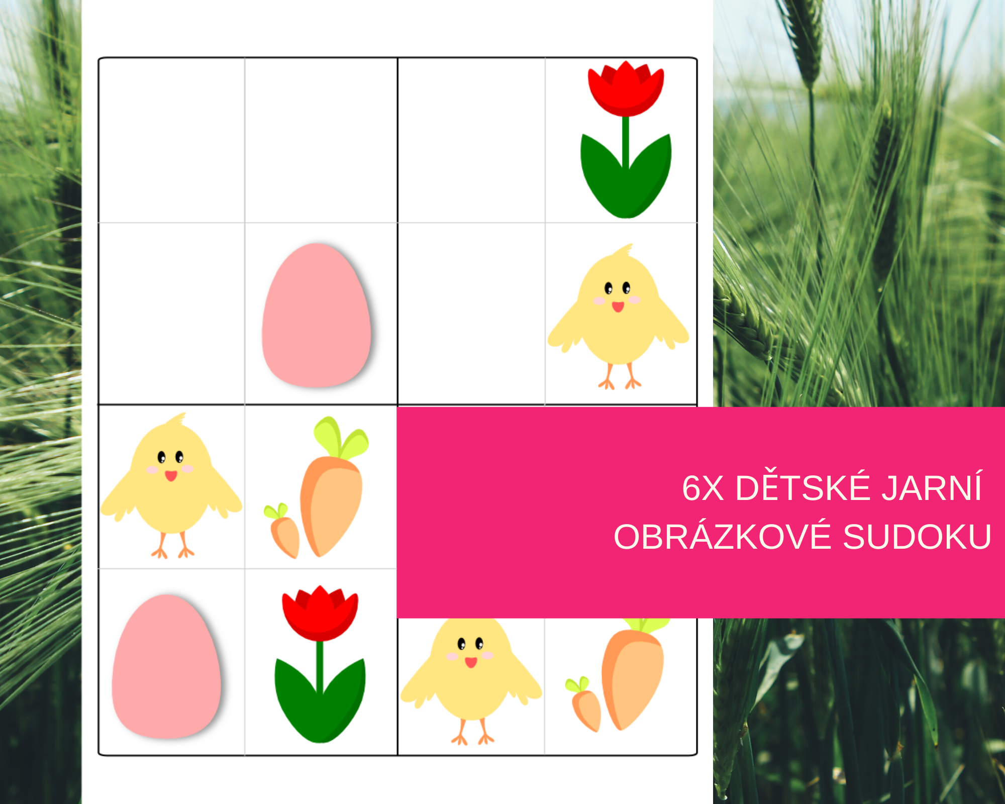 6x jarní obrázkové sudoku pro děti 15 sudoku teaser