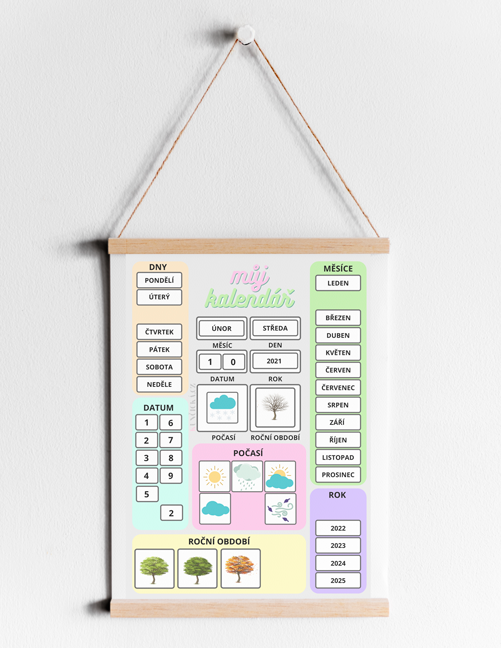 Pastelový dětský kalendář do každé domácnosti 6 dětský kalendář zdarma