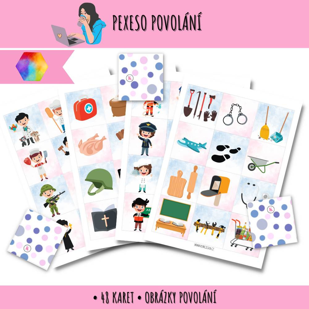 Pexeso - povolání 185 pexeso povolání