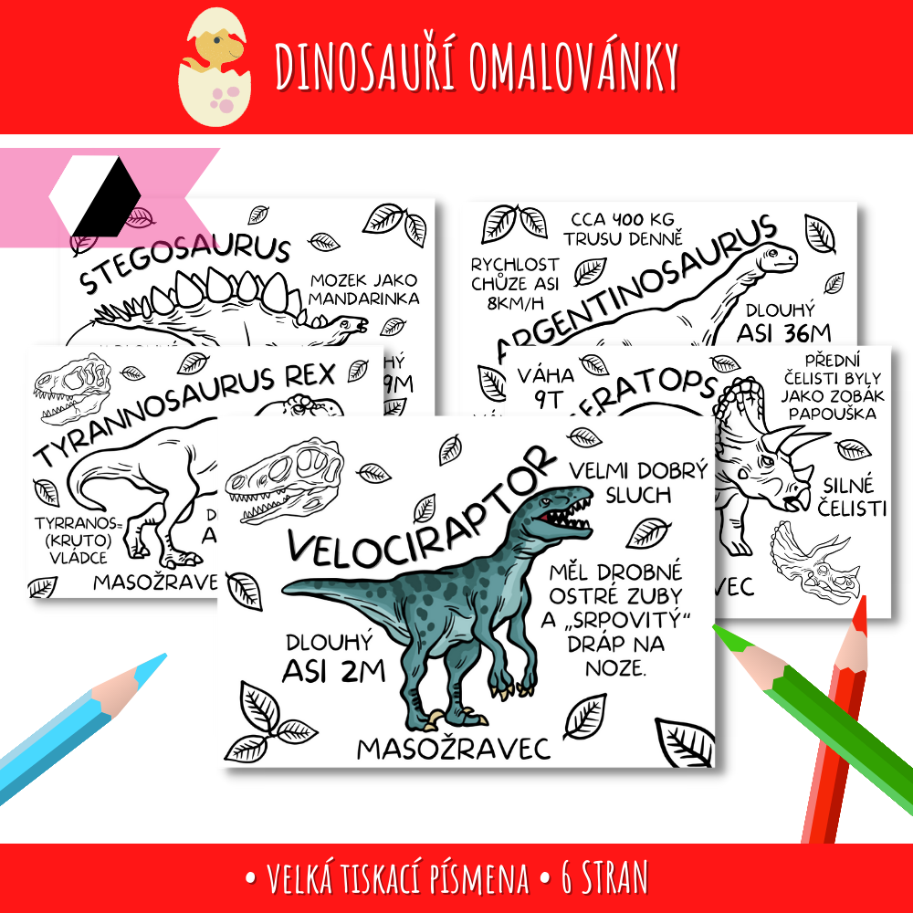 Dinosauří omalovánky 190 dinosauří omalovánky