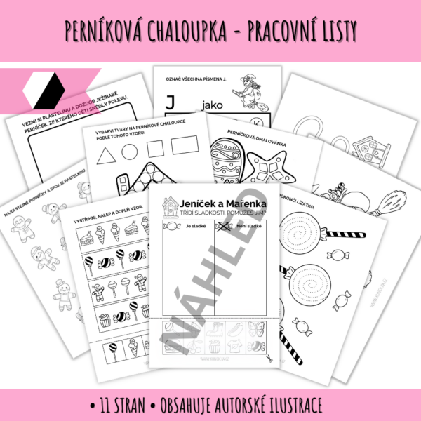 Pracovní listy k pohádce - O perníkové chaloupce 1 pracovní listy o perníkové chaloupce