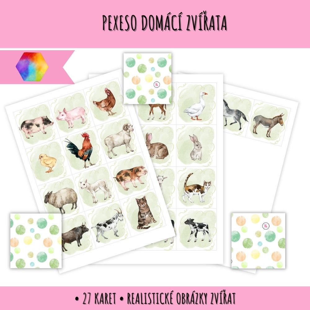 Pexeso domácí zvířata v PDF 172 pexeso domácí zvířata