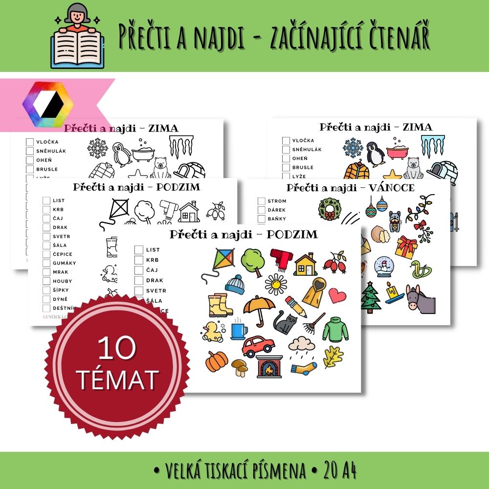 Přečti a najdi - velká tiskací písmena 168 Přečti velká tiskací písmena