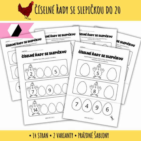 Číselné řady se slepičkou do 20 1 číselné řady do 20