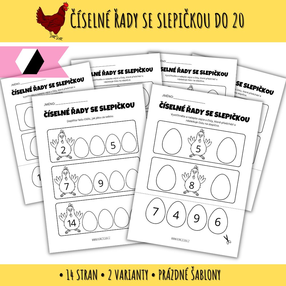 Číselné řady se slepičkou do 20 158 číselné řady do 20