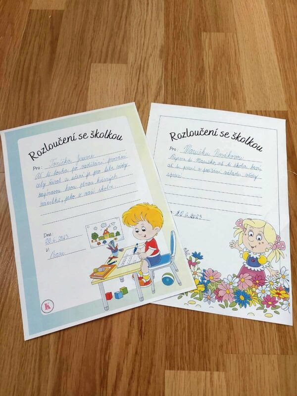 pamětní list pro předškoláky