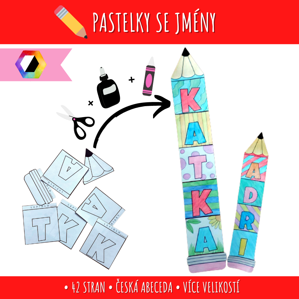 Maluj v kruhu 2 pastelky se jmény
