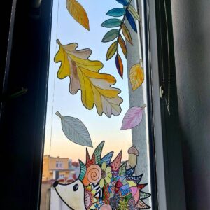 Podzimní šablony na okno