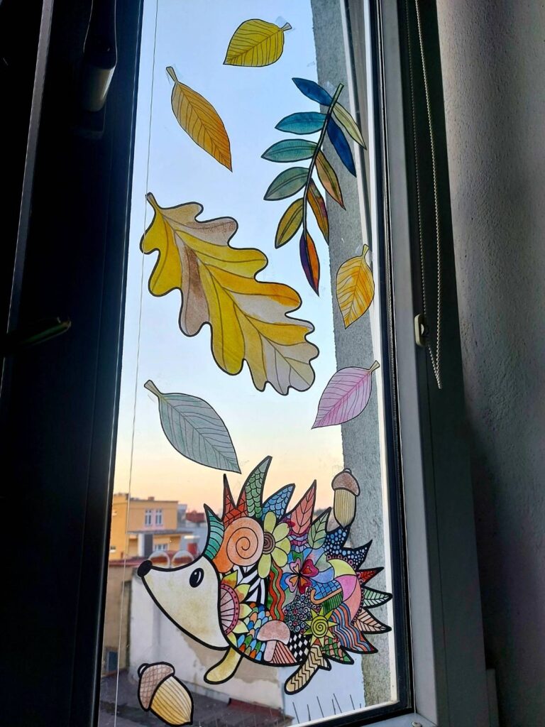 Podzimní šablony na okno