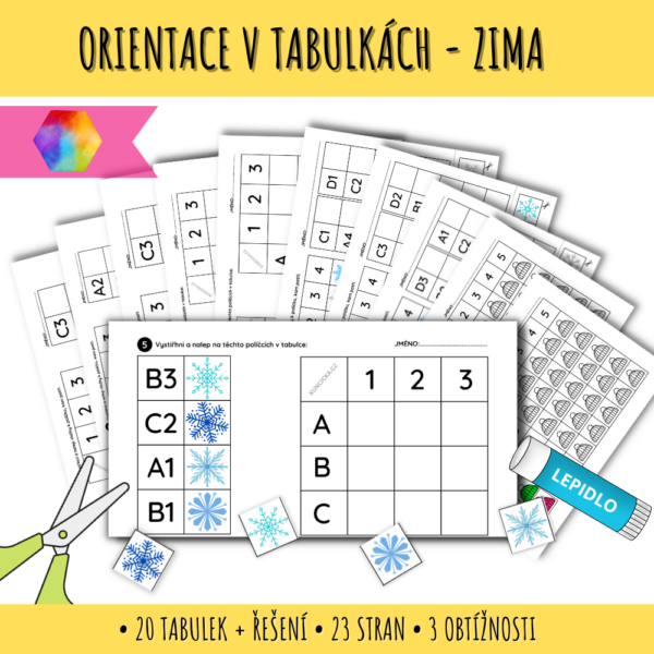 Zimní orientace v tabulce 1 orientace v tabulce