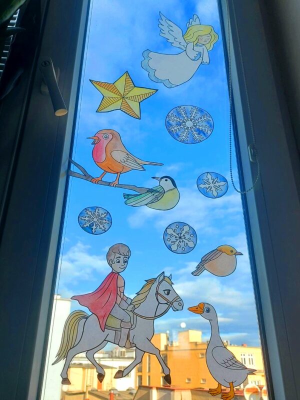 zimní šablony na okno