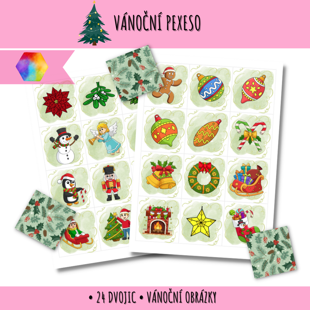 Vánoční pexeso v PDF - Paměťová hra pro celou rodinu 117 vanocni pexeso