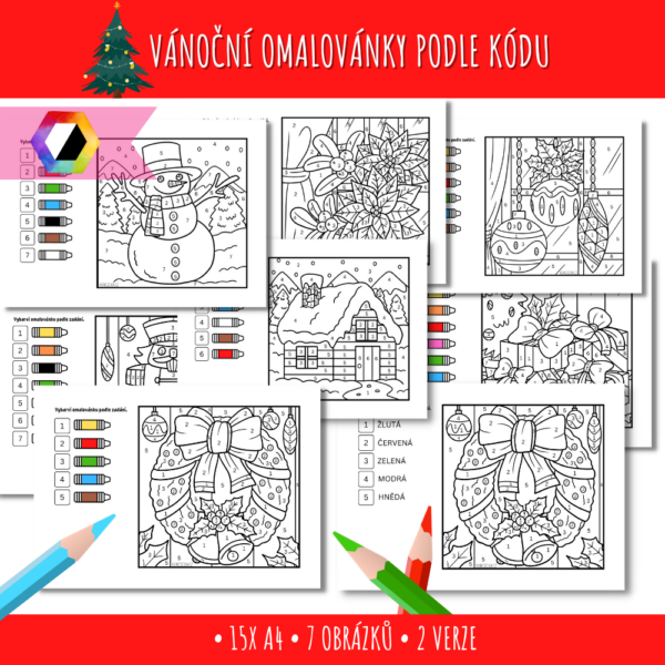 Vánoční vybarvování podle kódu 1 vybarvování podle kódu