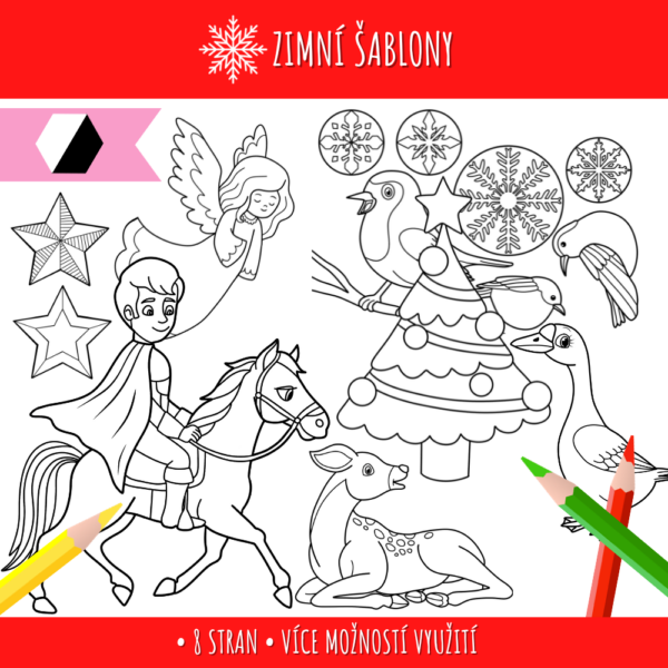 Zimní šablony - omalovánky i výzdoba oken 1 zimni sablony