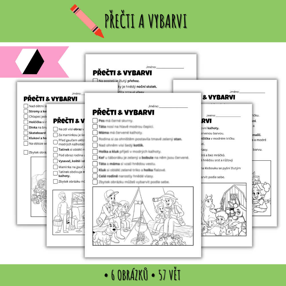 Přečti a vybarvi - čtení s porozuměním 105 čtení s porozuměním