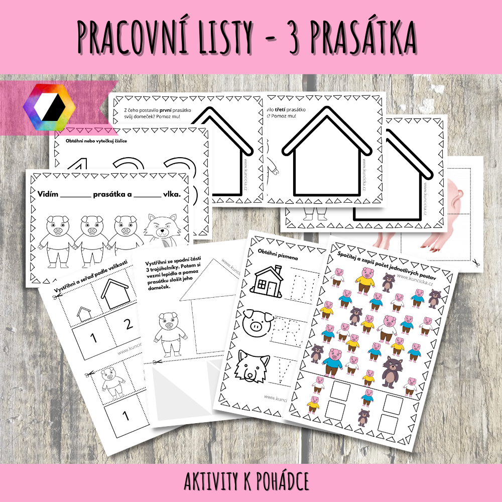3 prasátka - pracovní listy k pohádce 100 pracovní listy 3 prasátka