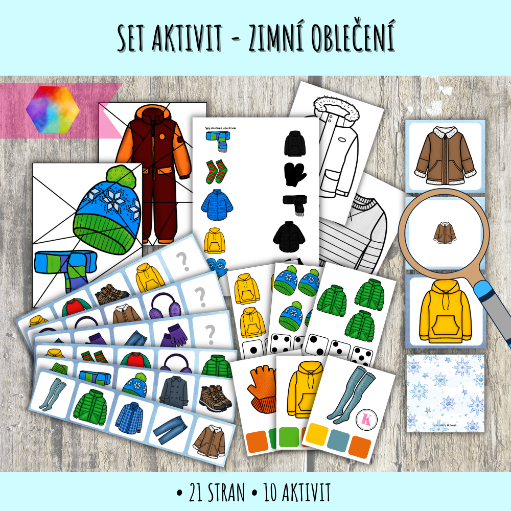 Zimní oblečení - set aktivit 102 PDF zimní oblečení