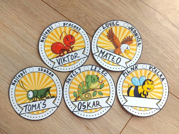 medaile se zvířátky pro děti