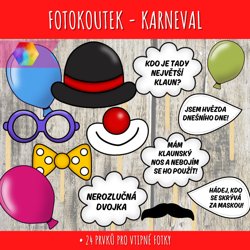 Fotokoutek na karneval - rekvizity v PDF 46 fotokoutek na karneval