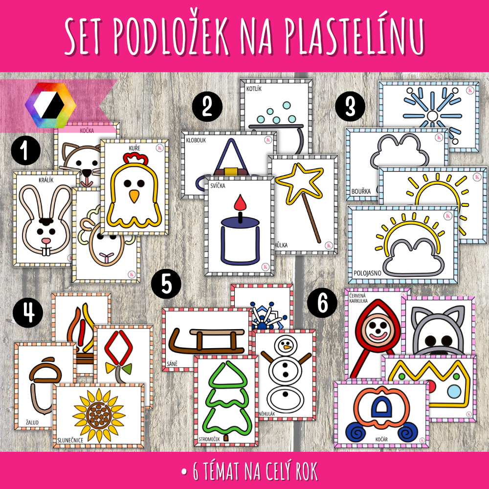 SET podložek na plastelínu 45 podložek na plastelínu