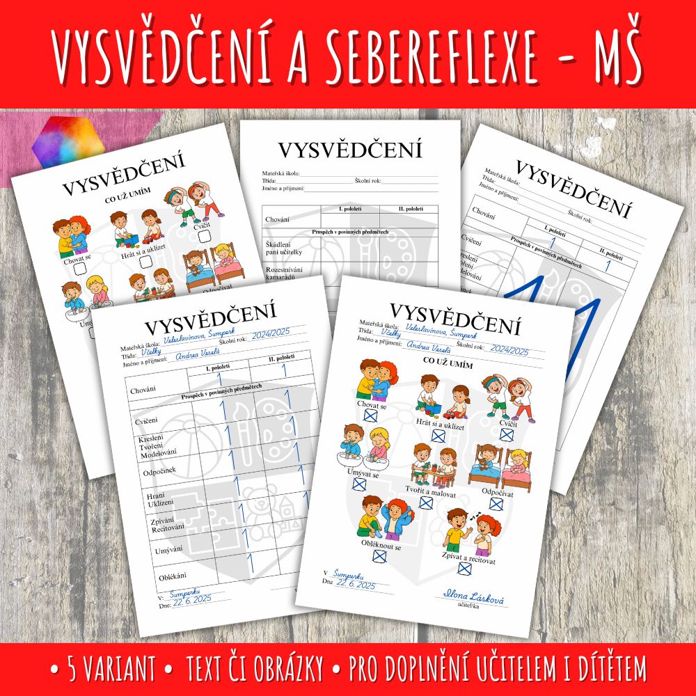 Vysvědčení do školky a sebereflexe 27 vysvědčení do školky