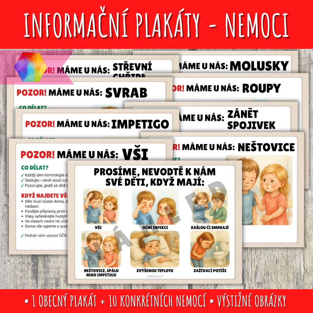 Pracovní list - počítání s dešťovými mraky 10 informační plakáty ve školce