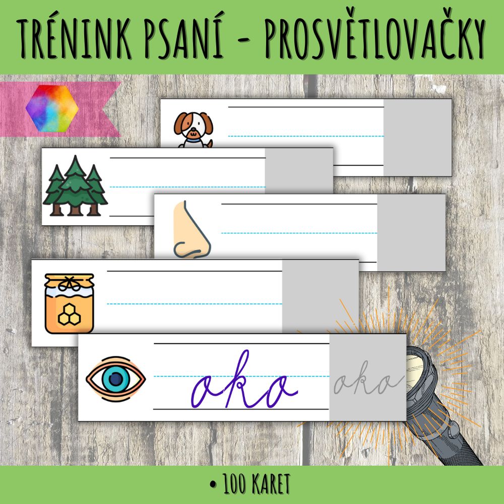 Trénink psaní pro děti – prosvětlovací karty 26 trénink psaní pro děti