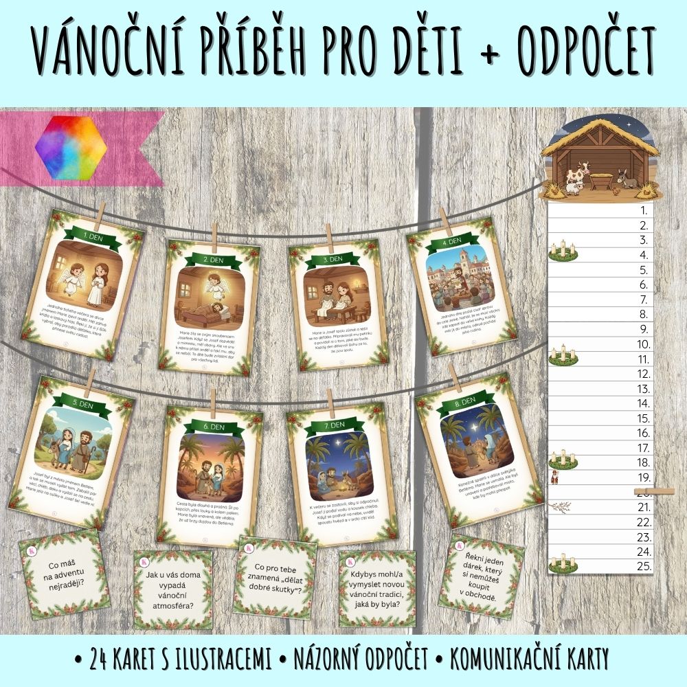 Pracovní list - počítání s dešťovými mraky 3 vánoční příběh pro děti